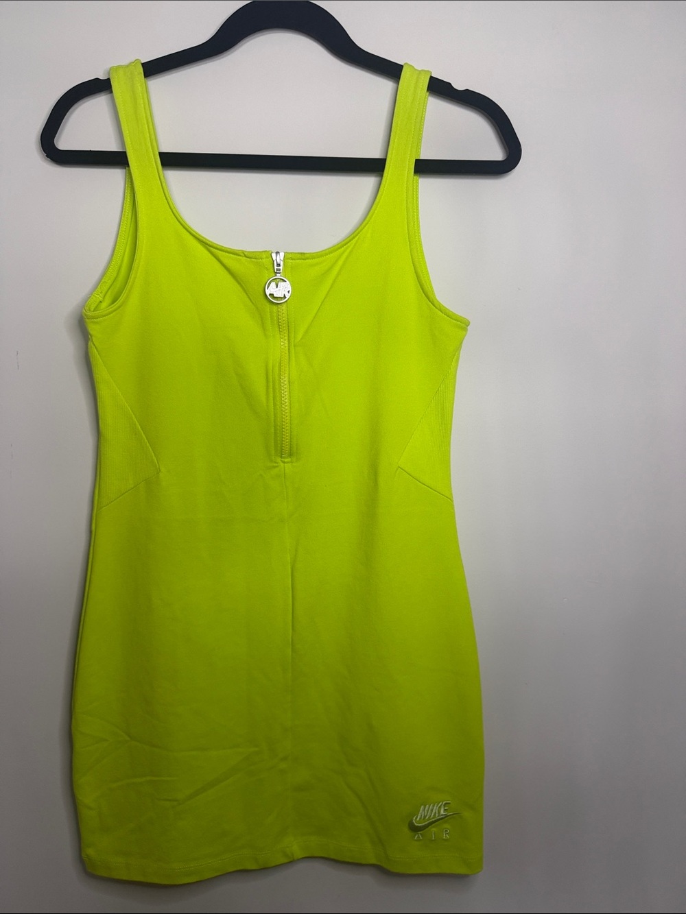 Nike Neon Yellow Zip-Front Mini Tank Dress